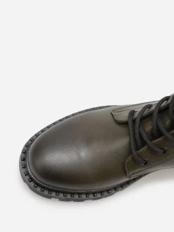 La Modeuse Bottines rangers à semelle crantée Vert