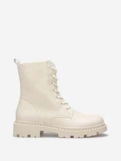 Clearance La Modeuse Bottines rangers à semelle crantée Beige