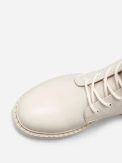 Clearance La Modeuse Bottines rangers à semelle crantée Beige