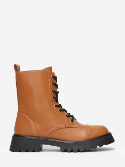 Discount La Modeuse Bottines rangers crantées en simili Camel
