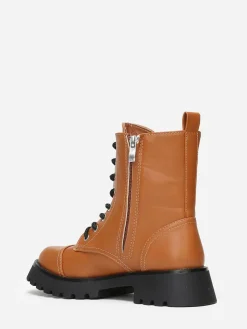 Discount La Modeuse Bottines rangers crantées en simili Camel