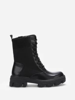 Best La Modeuse Bottines rangers en maille et simili Noir