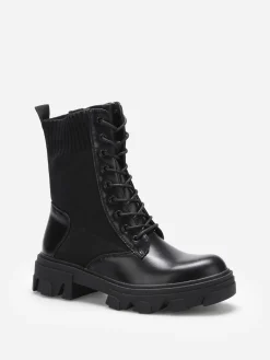 Best La Modeuse Bottines rangers en maille et simili Noir
