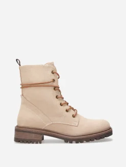 Hot La Modeuse Bottines rangers en simili mat Beige