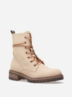 Hot La Modeuse Bottines rangers en simili mat Beige