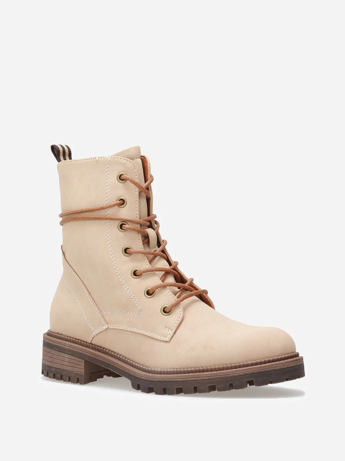 Hot La Modeuse Bottines rangers en simili mat Beige