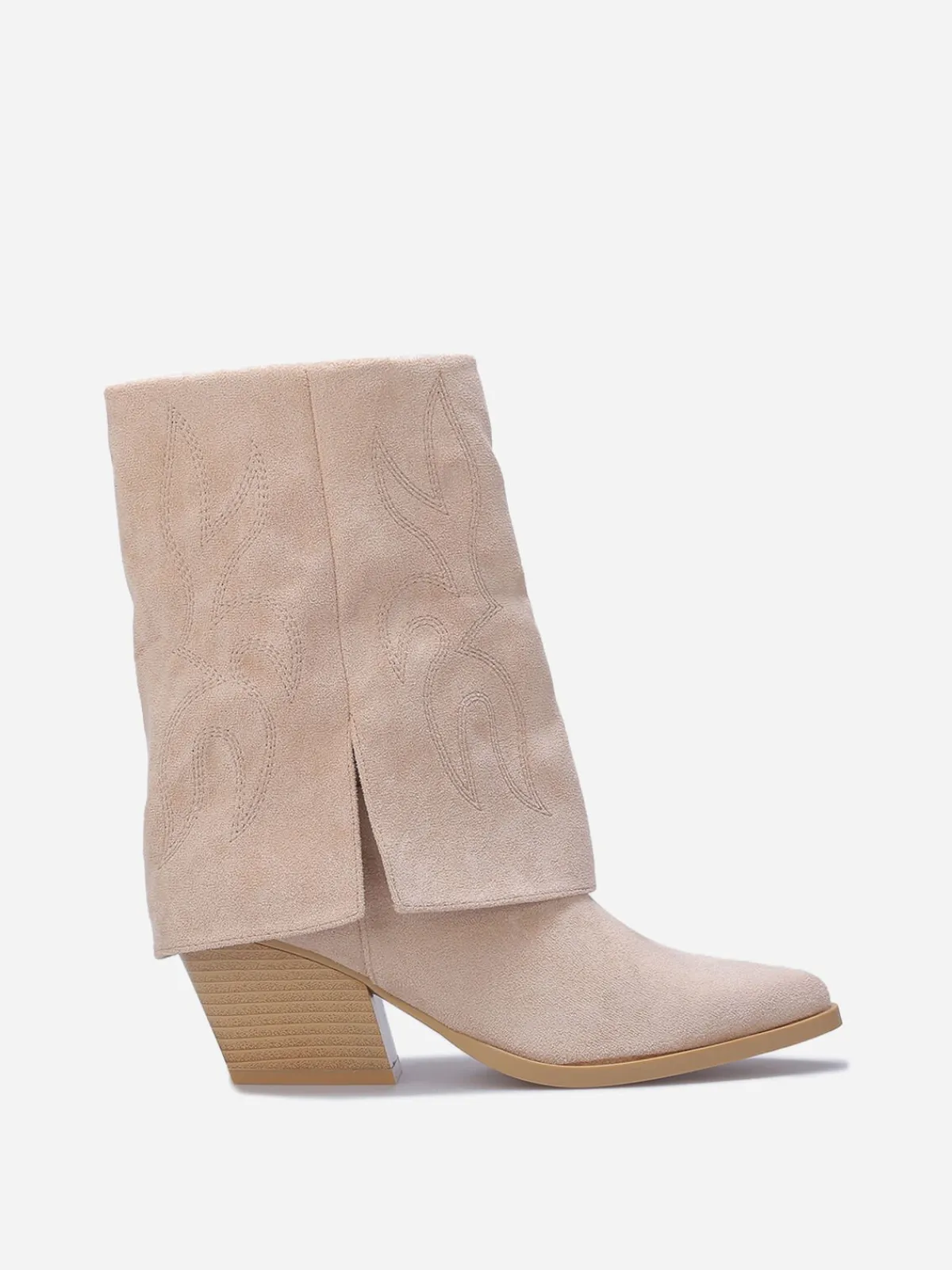 Sale La Modeuse Bottines santiags à revers Beige