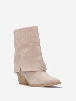 Sale La Modeuse Bottines santiags à revers Beige