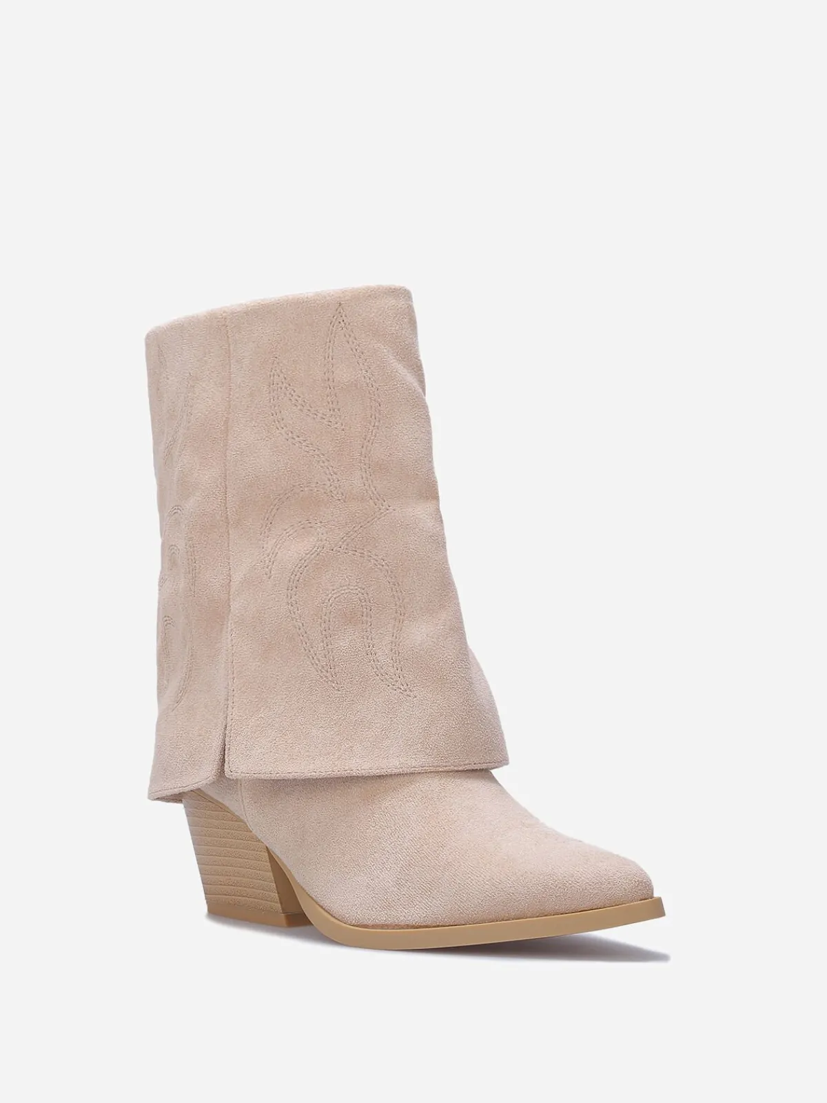 Sale La Modeuse Bottines santiags à revers Beige