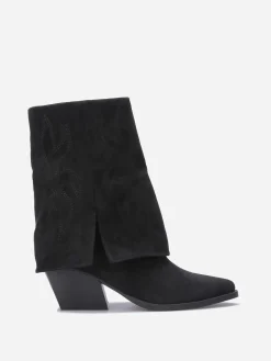 Hot La Modeuse Bottines santiags à revers Noir