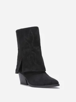 Hot La Modeuse Bottines santiags à revers Noir