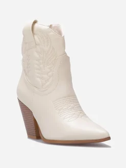 Best La Modeuse Bottines santiags avec surpiqûres Beige