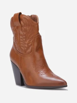 Outlet La Modeuse Bottines santiags avec surpiqûres Camel
