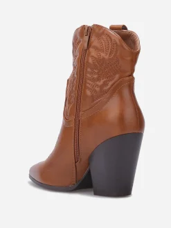Outlet La Modeuse Bottines santiags avec surpiqûres Camel