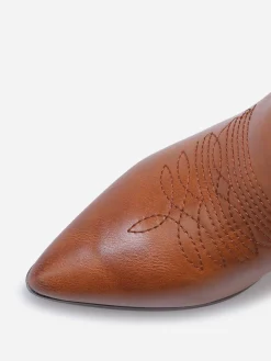 Outlet La Modeuse Bottines santiags avec surpiqûres Camel