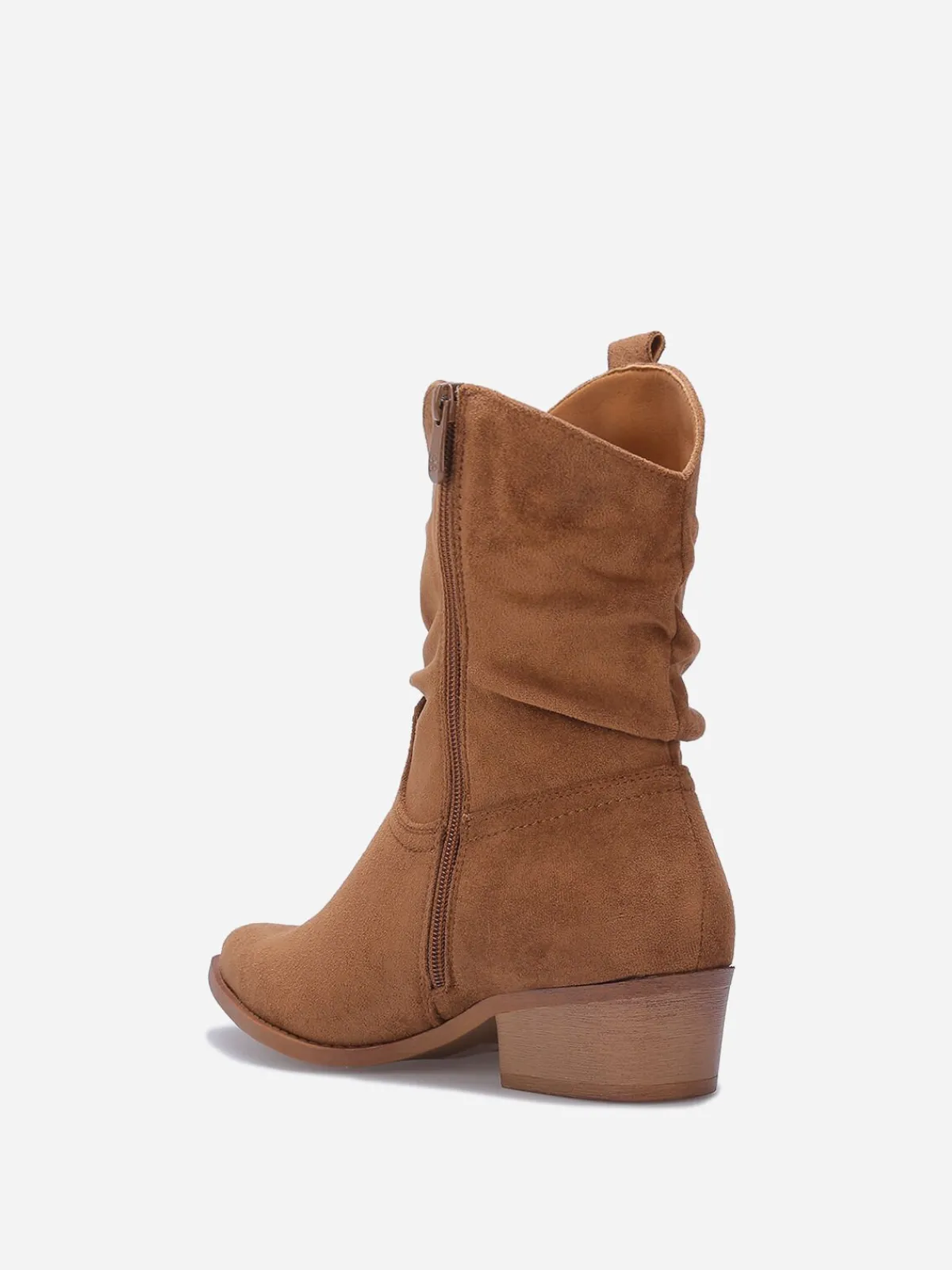 Best La Modeuse Bottines santiags froncées en suédine Camel