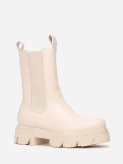 Clearance La Modeuse Bottines style chelsea à semelle crantée Beige