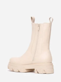 Clearance La Modeuse Bottines style chelsea à semelle crantée Beige