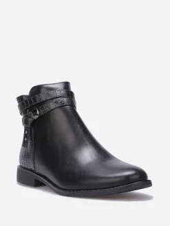 Sale La Modeuse Bottines texturées avec bride à boucle Noir