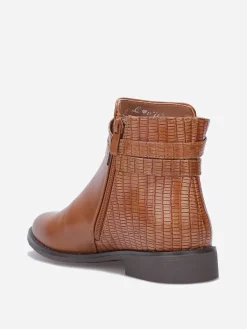 New La Modeuse Bottines texturées avec bride à boucle Camel