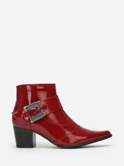 Hot La Modeuse Bottines vernies à talon et boucle Rouge