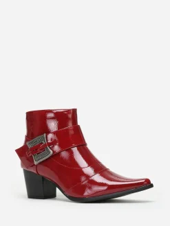 Hot La Modeuse Bottines vernies à talon et boucle Rouge