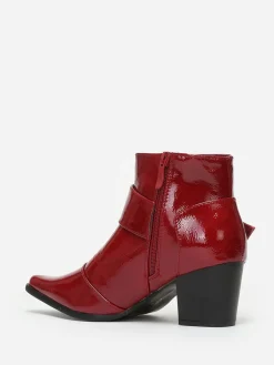 Hot La Modeuse Bottines vernies à talon et boucle Rouge