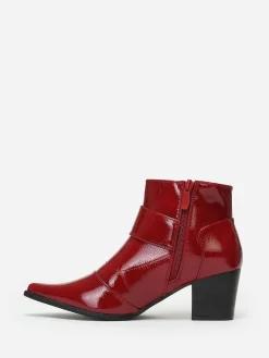 Hot La Modeuse Bottines vernies à talon et boucle Rouge