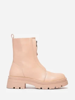 Online La Modeuse Bottines zippées à plateforme crantée Naturel