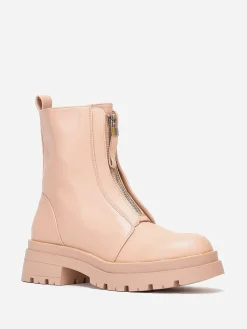 Online La Modeuse Bottines zippées à plateforme crantée Naturel