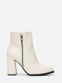 New La Modeuse Bottines zippées à talon carré Beige