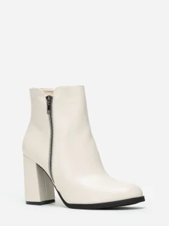 New La Modeuse Bottines zippées à talon carré Beige