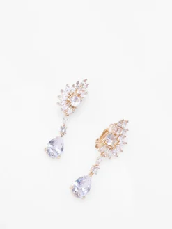 La Modeuse Boucles à clips pendantes à fleur strassée Doré