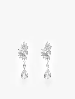 Outlet La Modeuse Boucles à clips pendantes à fleur strassée Argenté