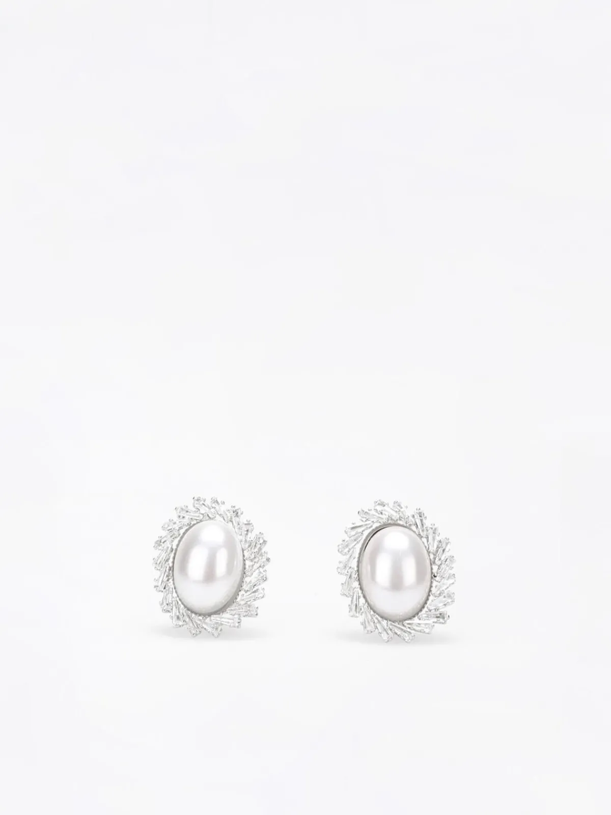 Discount La Modeuse Boucles clip en perle à strass Argenté