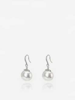 Clearance La Modeuse Boucles d'oreilles à crochet et perle Argenté