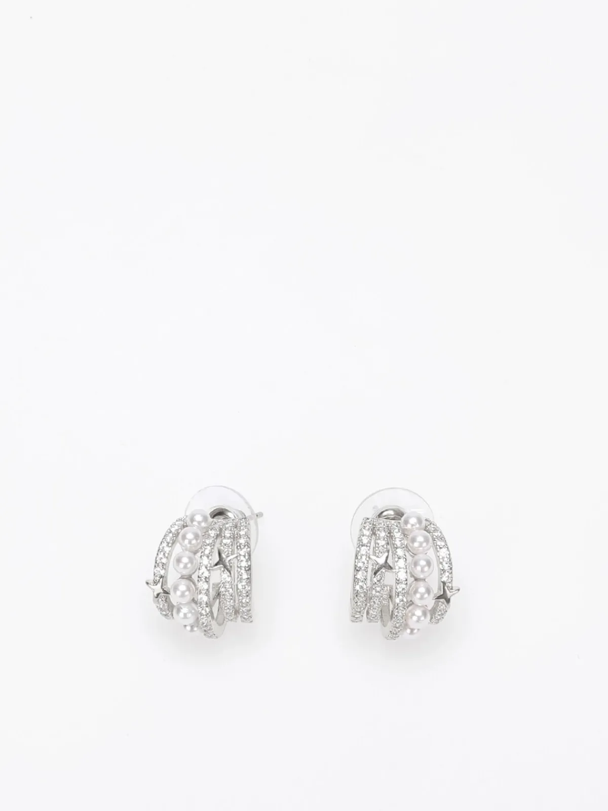 La Modeuse Boucles d'oreilles à strass et perles Argenté