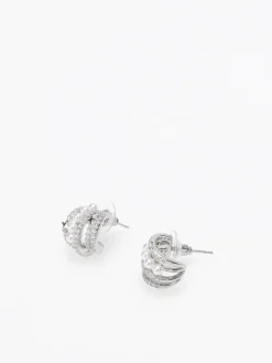 La Modeuse Boucles d'oreilles à strass et perles Argenté