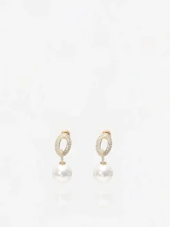 Discount La Modeuse Boucles d'oreilles à strass et perles Doré