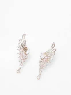 Sale La Modeuse Boucles d'oreilles ailes d'ange à strass Doré