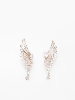 Sale La Modeuse Boucles d'oreilles ailes d'ange à strass Doré
