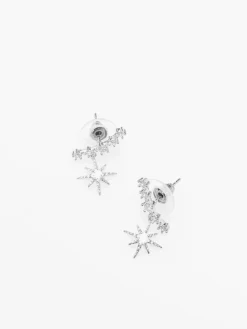 Outlet La Modeuse Boucles d'oreilles avec pendentif étoile à strass Argenté