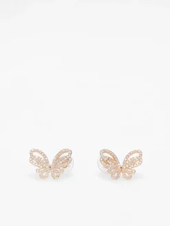 Hot La Modeuse Boucles d'oreilles papillons à strass Doré