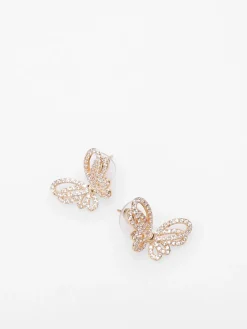 Hot La Modeuse Boucles d'oreilles papillons à strass Doré