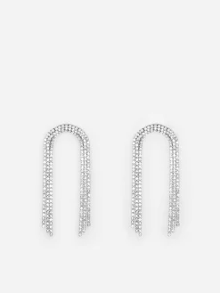 New La Modeuse Boucles d'oreilles pendantes en arc strassé Argenté