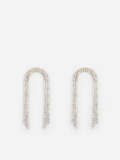 La Modeuse Boucles d'oreilles pendantes en arc strassé Doré