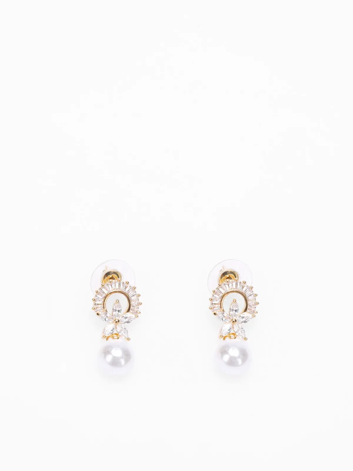Discount La Modeuse Boucles d'oreilles pendantes à perles et strass Doré