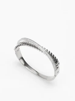 Clearance La Modeuse Bracelet croisé avec épis et strass Argenté