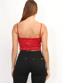 Discount La Modeuse Brassière à sequins Rouge