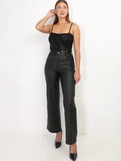 Outlet La Modeuse Brassière à sequins Noir